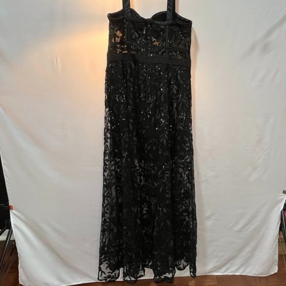 Blondie Nites Black Sequin Floral A-Line Formal Dress Gown Size 17 - Picture 14 of 14